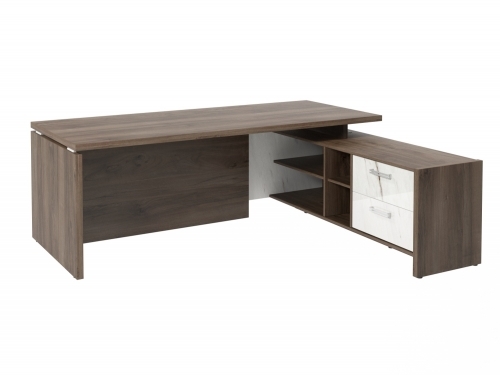 Стол с опорной тумбой FI-121R.GG Орех Пацифик Табак/Мрамор Леванто белый Стол с опорной тумбой FI-121R.GG Орех Пацифик Табак/Мрамор Леванто белый