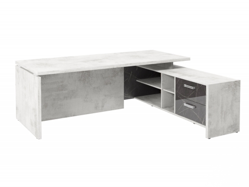 Стол с опорной тумбой FI-121R.GG (R) Хромикс белый/Камень Пьетра Гриджиа черный Стол с опорной тумбой FI-121R.GG (R) Хромикс белый/Камень Пьетра Гриджиа черный