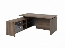 Стол с опорной тумбой FI-117L.GG Орех Пацифик Табак/Камень Пьетра Гриджиа черный