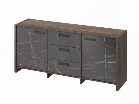 Тумба трехсекционная FB-13-01.G. Орех Пацифик Табак/Камень Пьетра Гриджиа черный