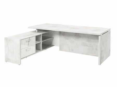 Стол с опорной тумбой FI-121L.GG Хромикс белый/Мрамор Леванто белый