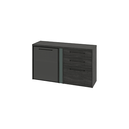 Тумба двухсекционная с дверью стеклянной в профиле и 3 ящиками Greenwood G-681.02L (L)